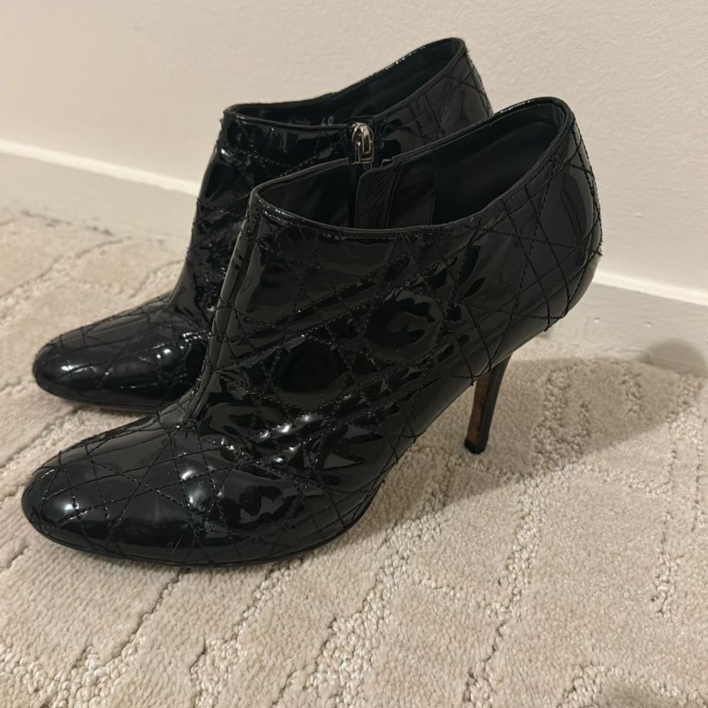 Dior patent, leather booties